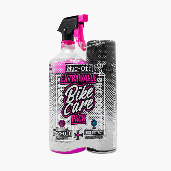 Muc-Off Bike Care Pack verpakking met reiniger en beschermspray tegen roest en corrosie