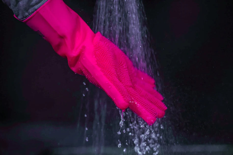 MUC-OFF Deep Scrubber Gloves - siliconen schoonmaakhandschoenen met borstelharen voor fiets en motor afspoelen en klaar