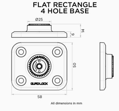 QUAD LOCK 360 flaches Rechteck 4 Loch - Montagefuß