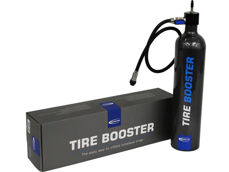 Schwalbe Tire Booster verpakking met bevestigingsband voor vloerpomp