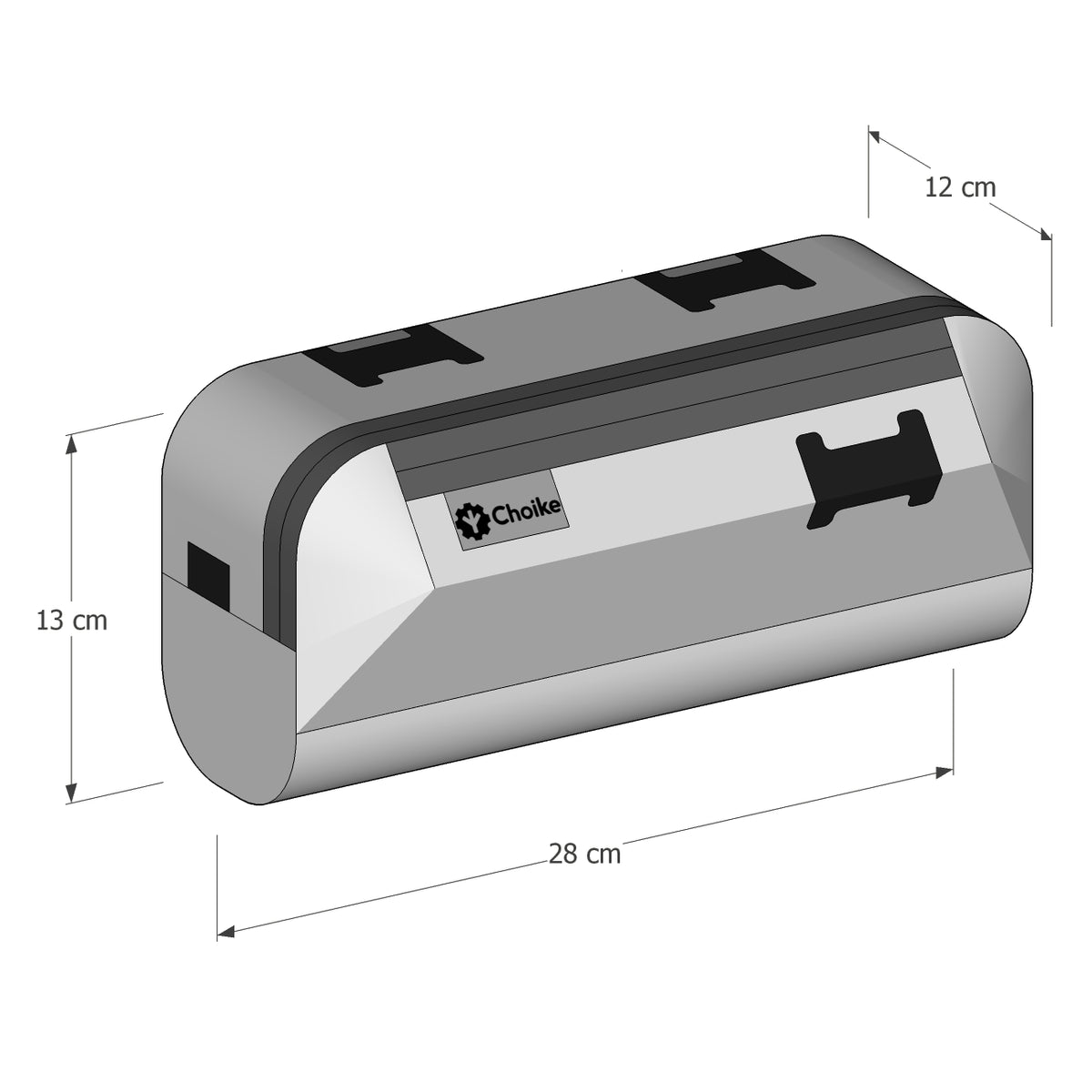 CHOIKE Tarrito EVO 3L stuurtas zwart waterbestendig voor dropstuur en bikepacking afmetingen