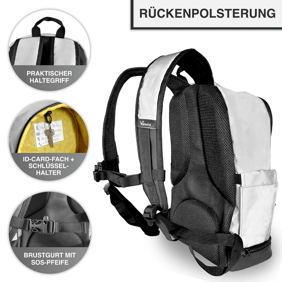 VALKENTAL REFLECTERENDE KINDERRUGZAK achterzijde