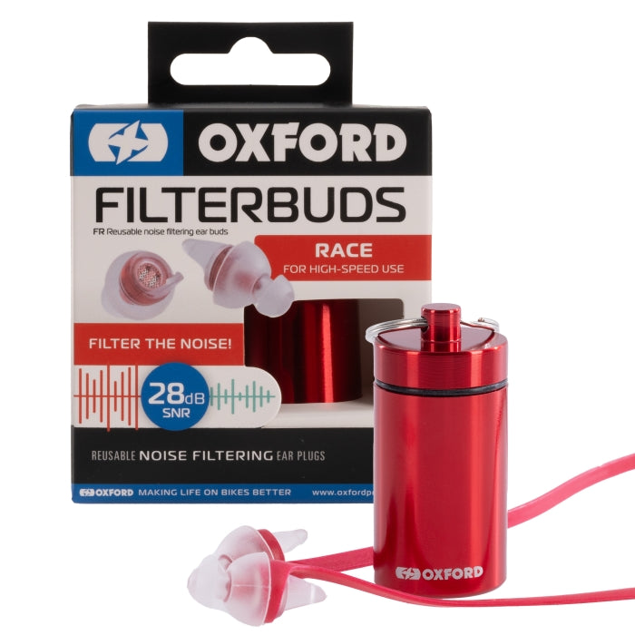 OXFORD FilterBuds Race motoroordoppen alles uitgestald en verpakking