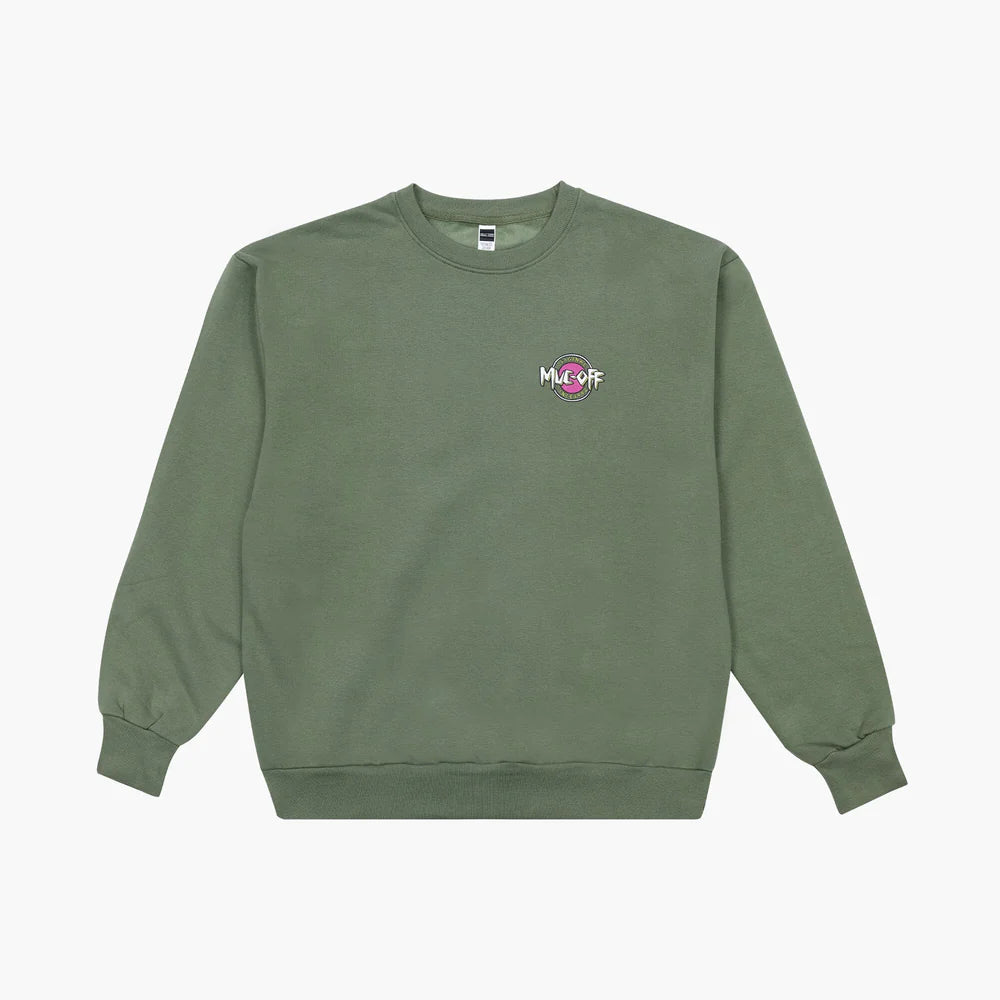 Muc-Off Surf Sweater groen – oversized, 440 GSM katoen & gerecycled polyester voorzijde