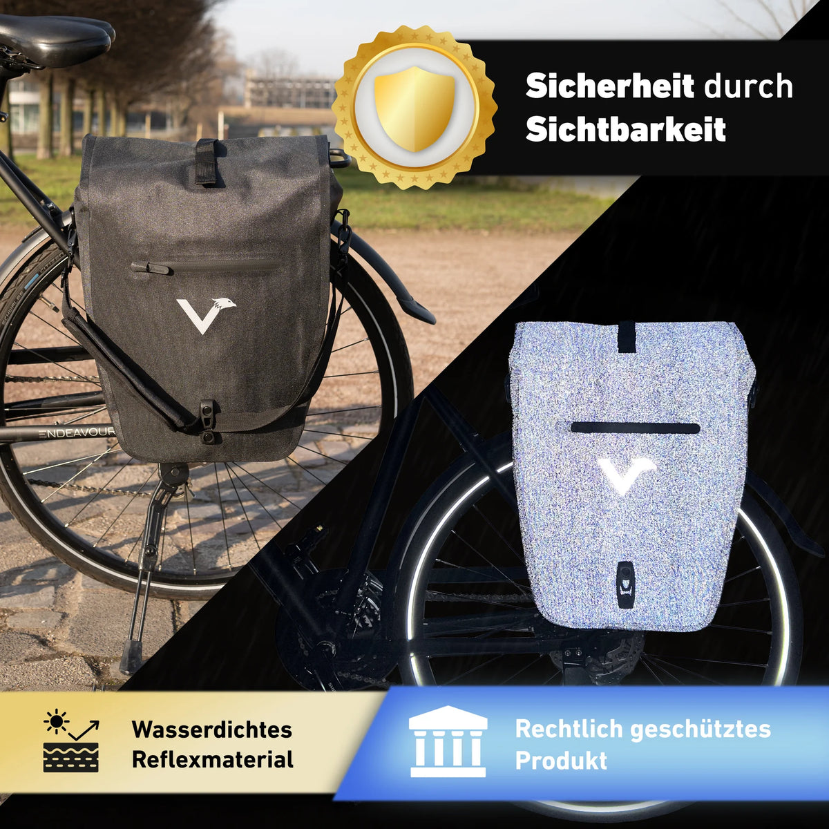VALKENTAL Bike Bag Urban verschil in dag en nacht reflectie