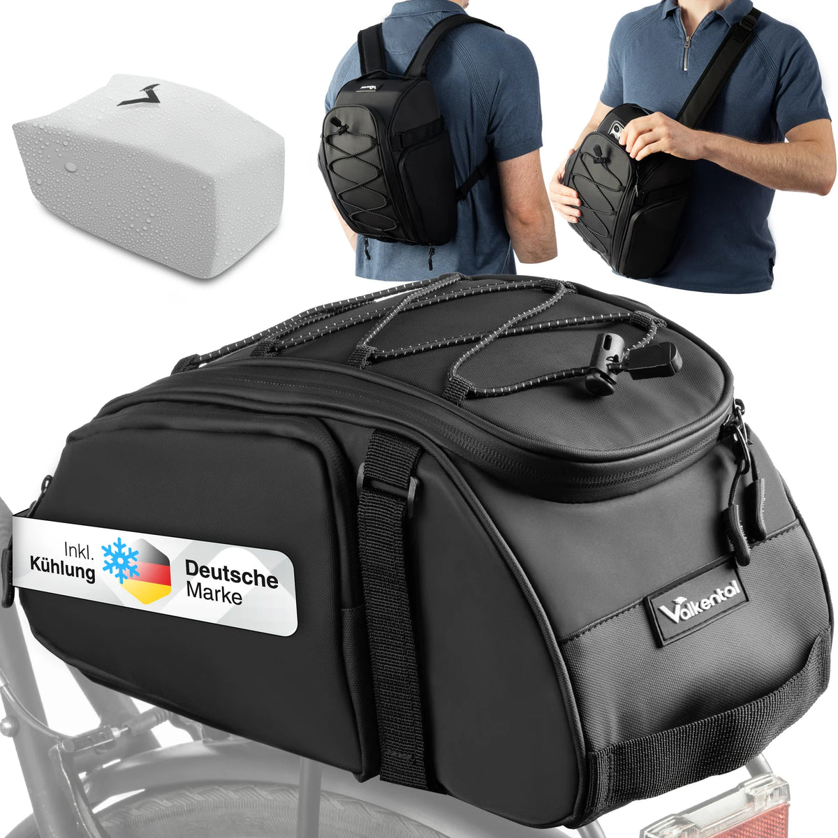 VALKENTAL Trunk Bag 14L - verschillende draagmethodes