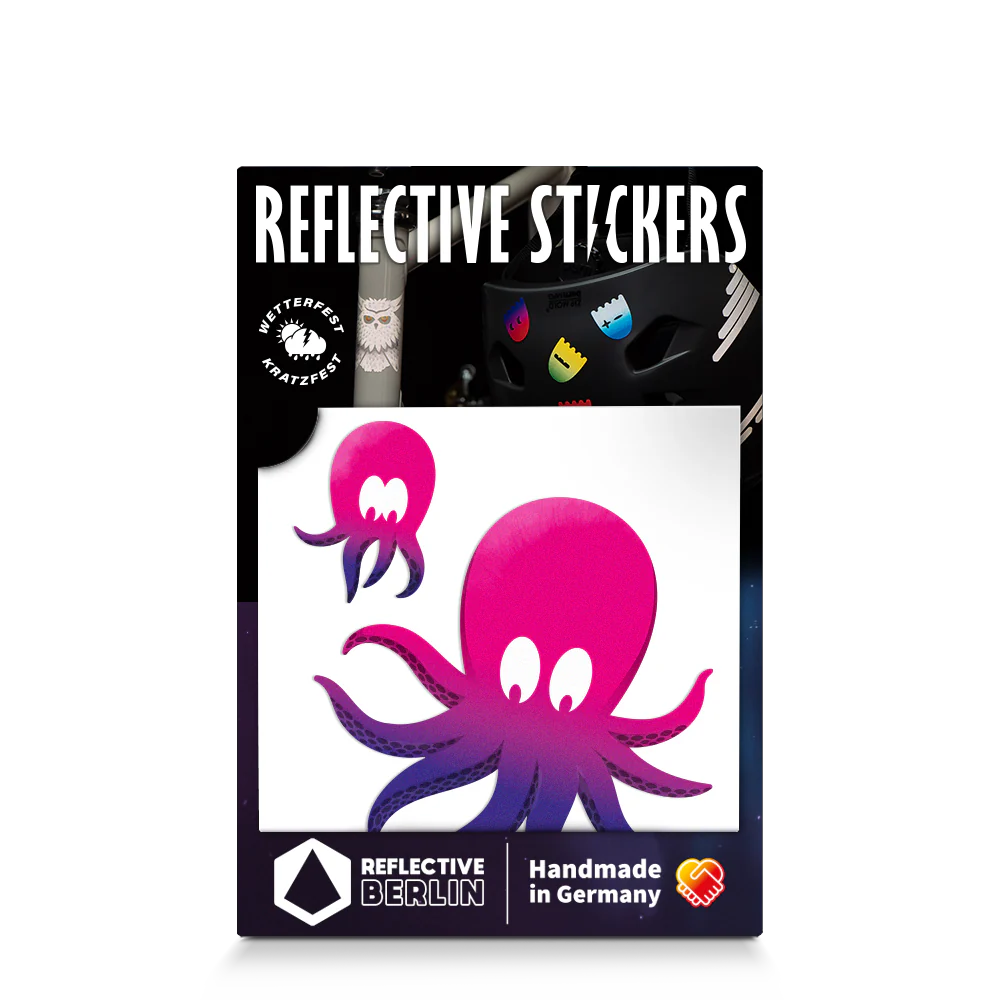 Reflective Berlin reflecterende stickers small voor kinderen octopus purple