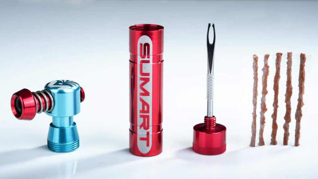 SUMART TPC-2 tubeless reparatie kit met CO2-pomp - alle onderdelen uigestald