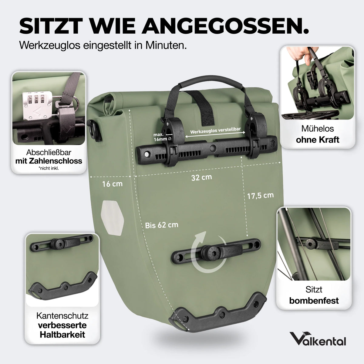 VALKENTAL Bike Bag 28L – afmetingen en bijzonderheden