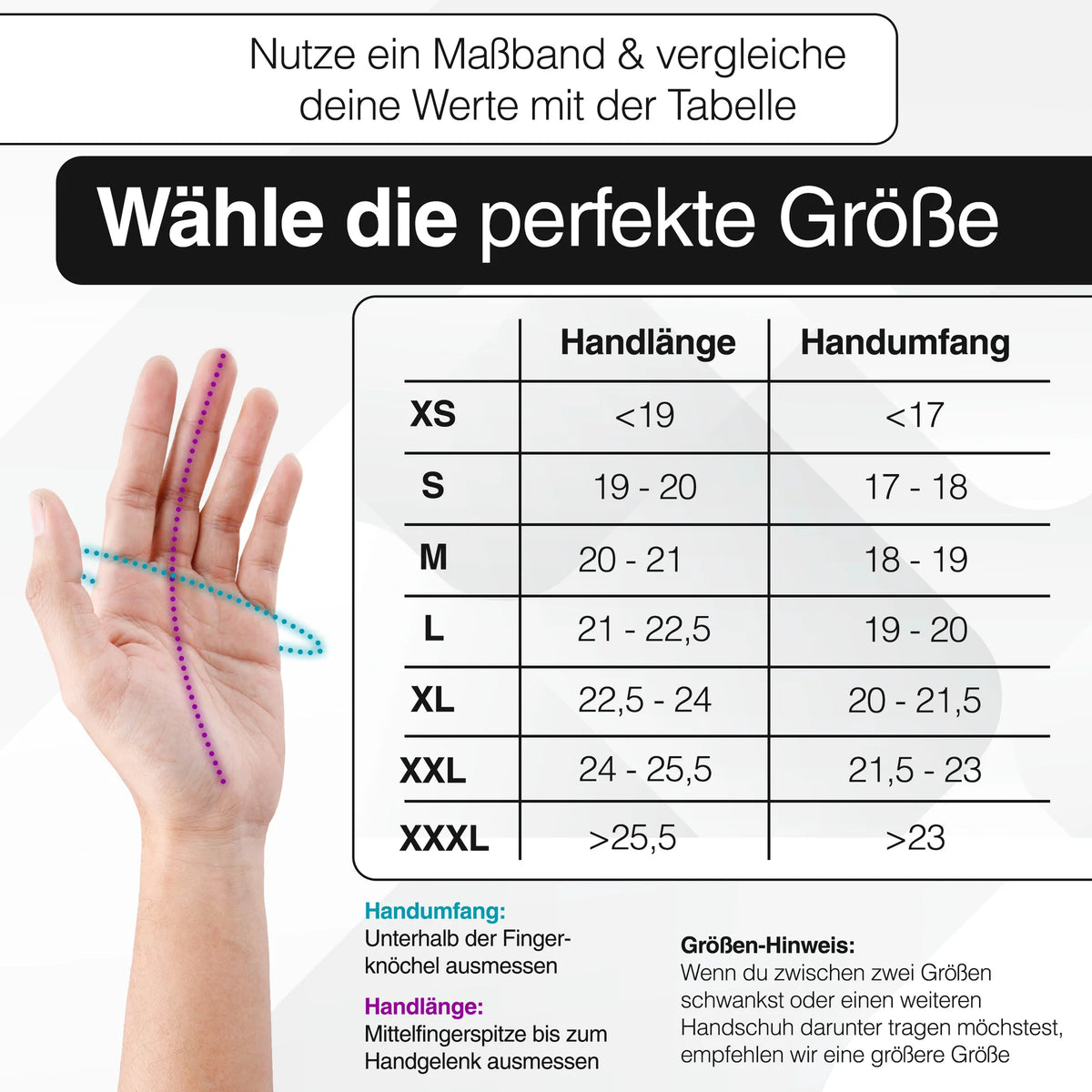 VALKENTAL BIKERIDER maattabel