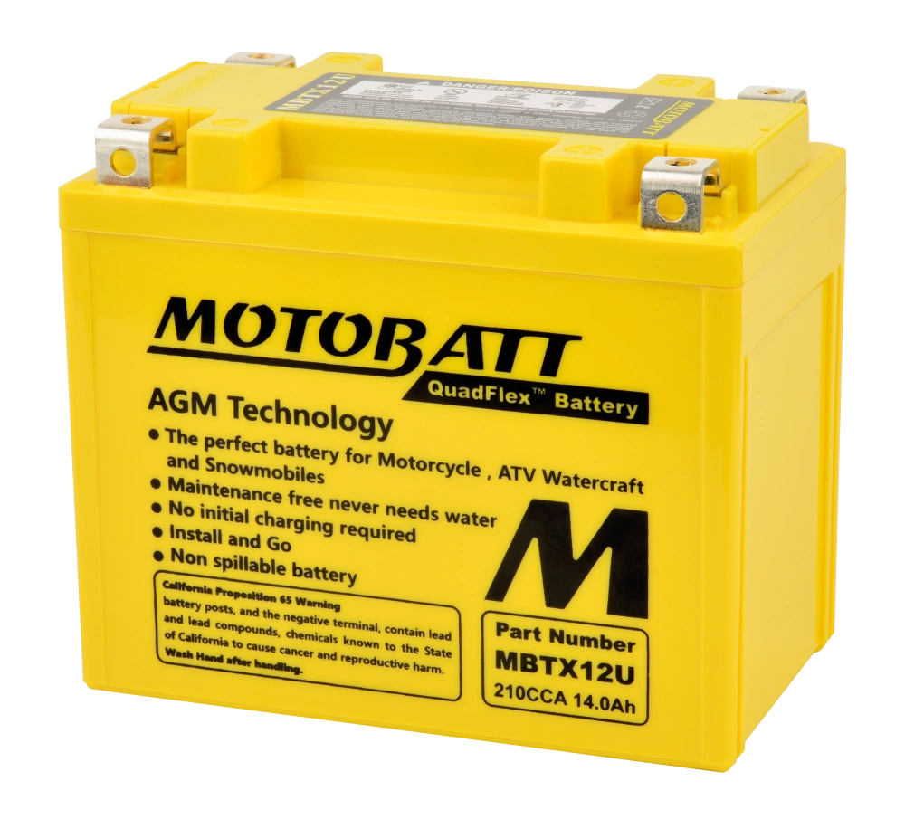 MOTOBATT MBTX12U gemonteerd met de aansluitingen