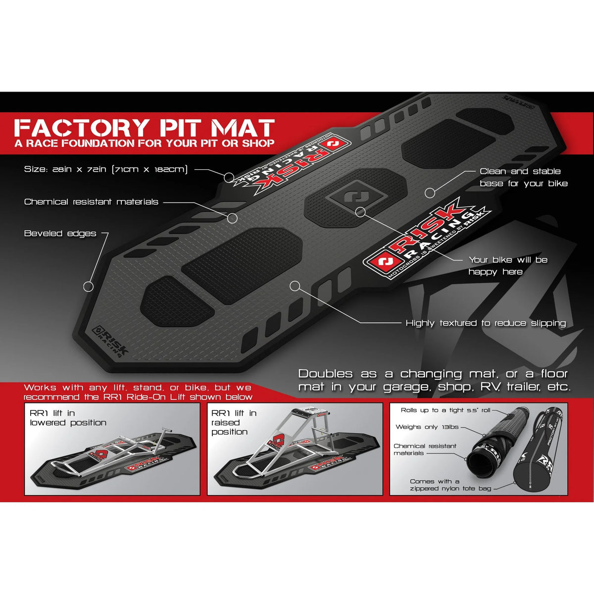 Risk Racing Factory Motocross Pit Mat - afmetingen