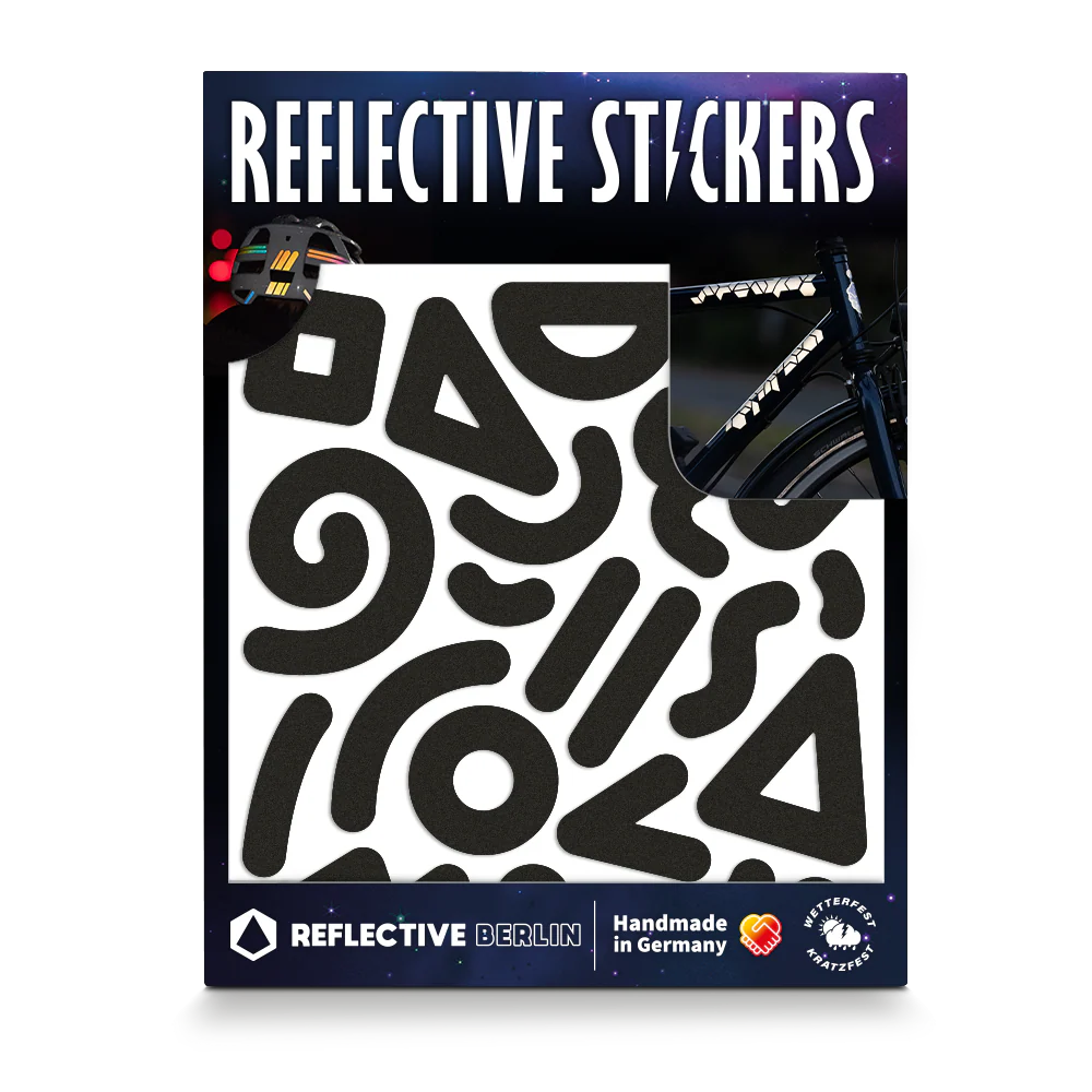 Reflective Berlin reflecterende stickers medium - doodle zwart