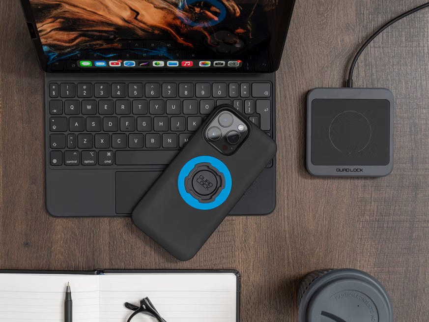 QUAD LOCK MAG RING V2 blauw op case
