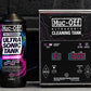 Muc-Off Ultrasonic Cleaning Tank met chain cleaner uitgestald naast elkaar
