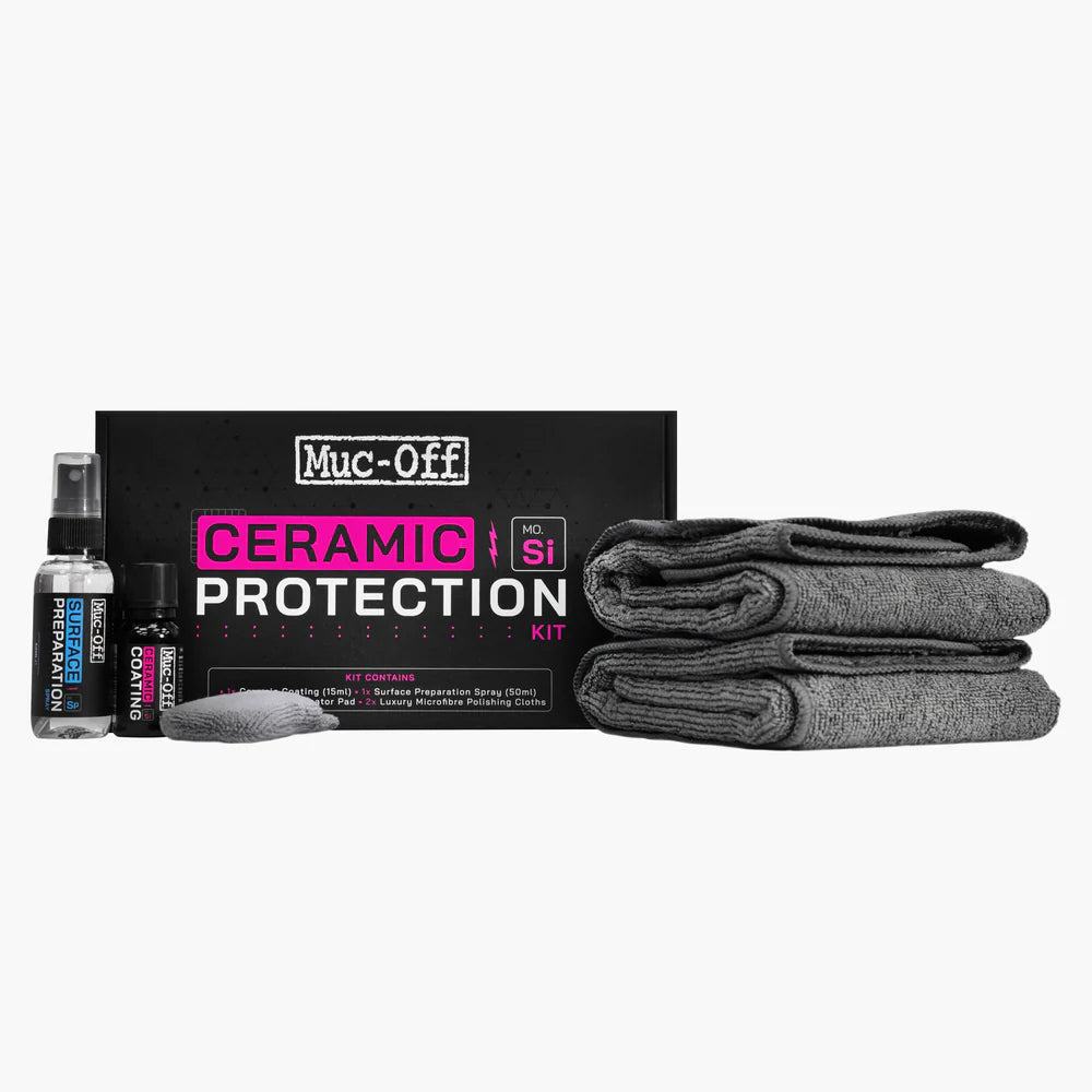 Muc-Off Ceramic Protection Kit – de doos met inhoud er omheen