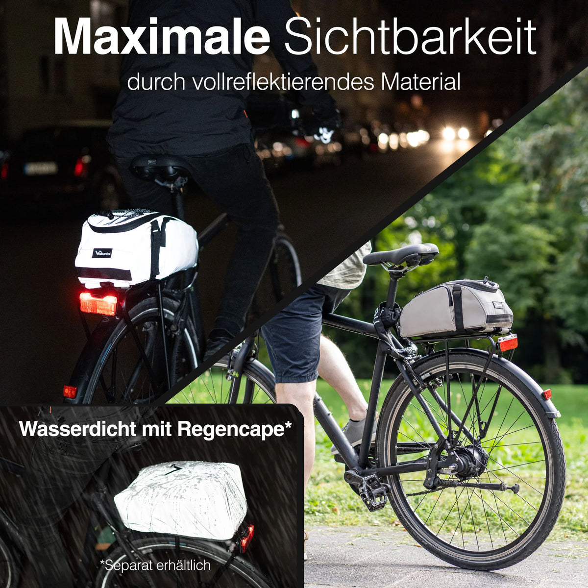 VALKENTAL TRUNKBAG reflecterend grijs en hoes in het donker