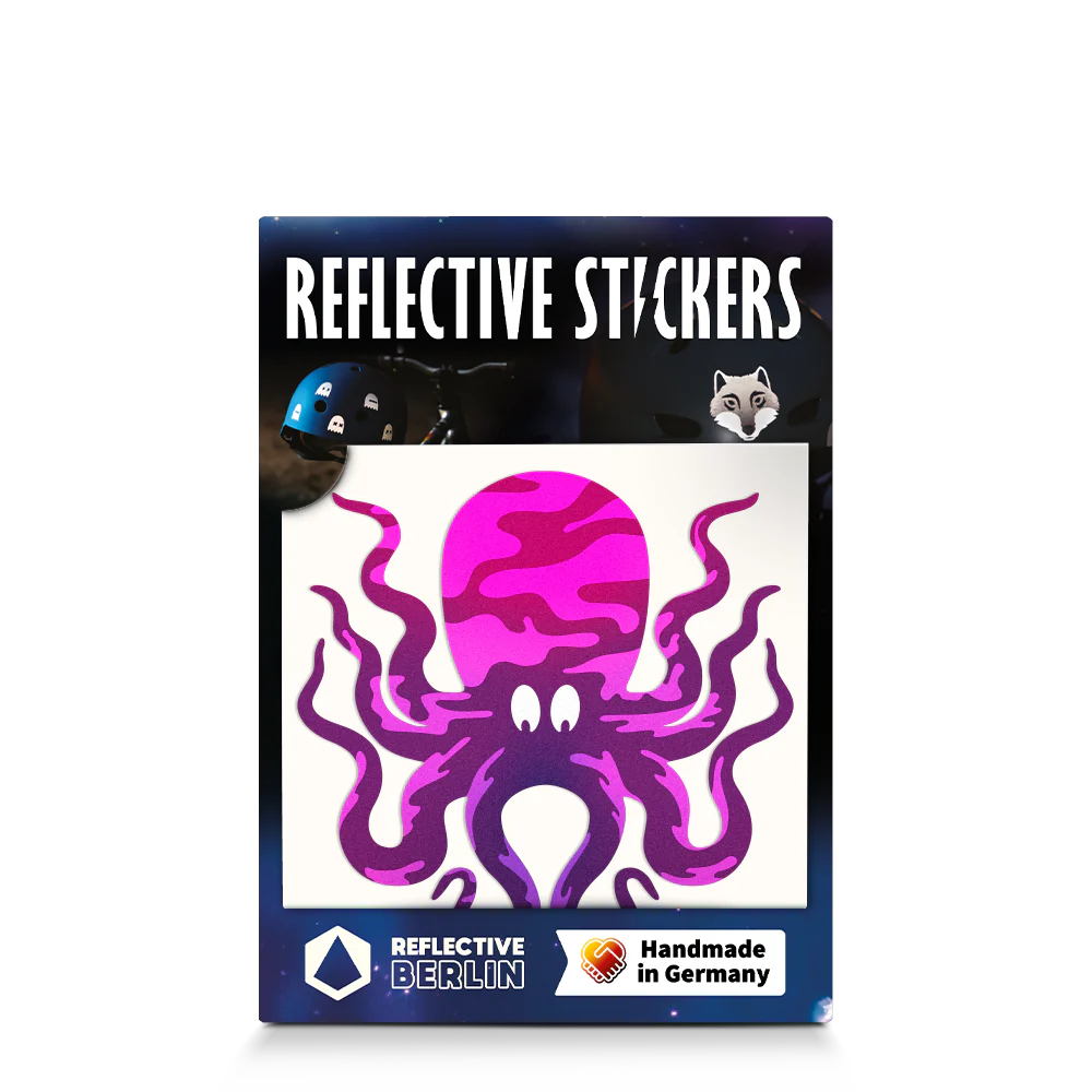 Reflective Berlin reflecterende stickers small voor kinderen octopus purple