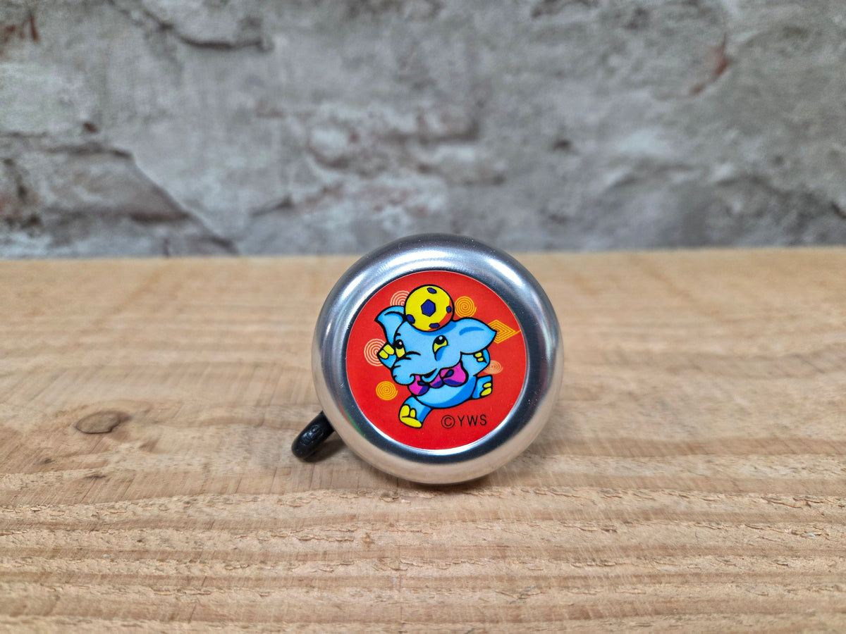 Kinder fietsbel aluminium zilver 55mm diameter met olifant