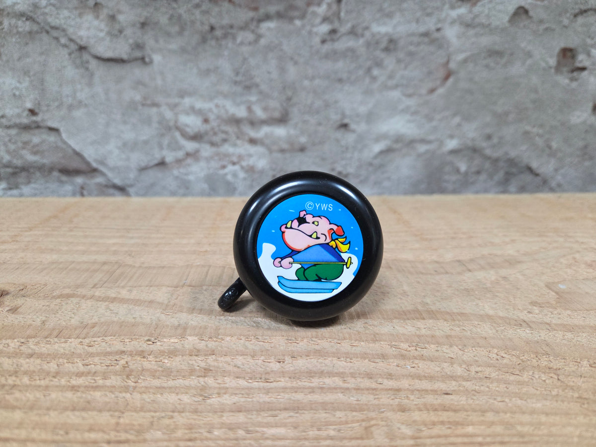 Kinder fietsbel aluminium mat zwart 55mm diameter - met bulldog