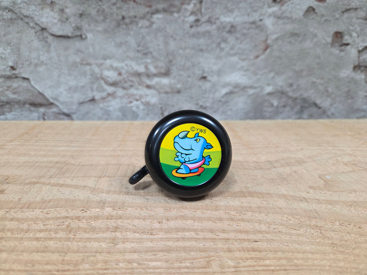 Kinder fietsbel aluminium mat zwart 55mm diameter - met neushoorn