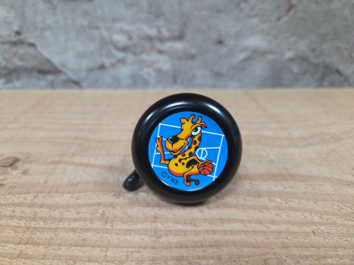 Kinder fietsbel aluminium mat zwart 55mm diameter - met giraffe