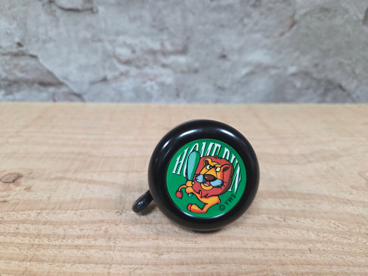Kinder fietsbel aluminium mat zwart 55mm diameter - met leeuw