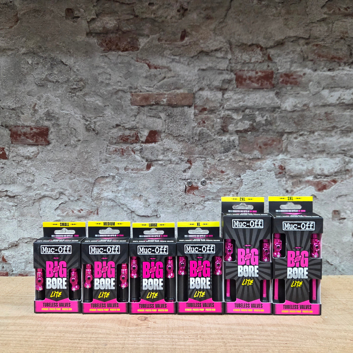 MUC-OFF tubeless ventiel - big bore lite alle 6 de maten
