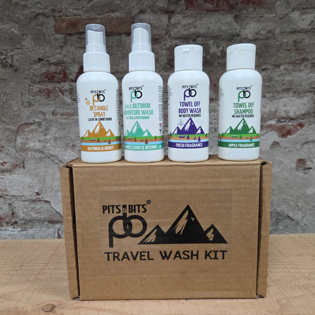 Pits & Bits Travel Wash Kit - uit de verpakking  uitgestald