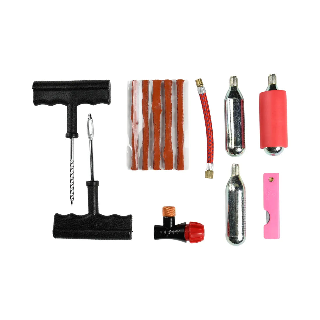 MACNA Tyre Repair Kit inhoud – CO2 patronen en reparatiemateriaal