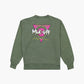 Muc-Off Surf Sweater groen – oversized, 440 GSM katoen & gerecycled polyester achterzijde