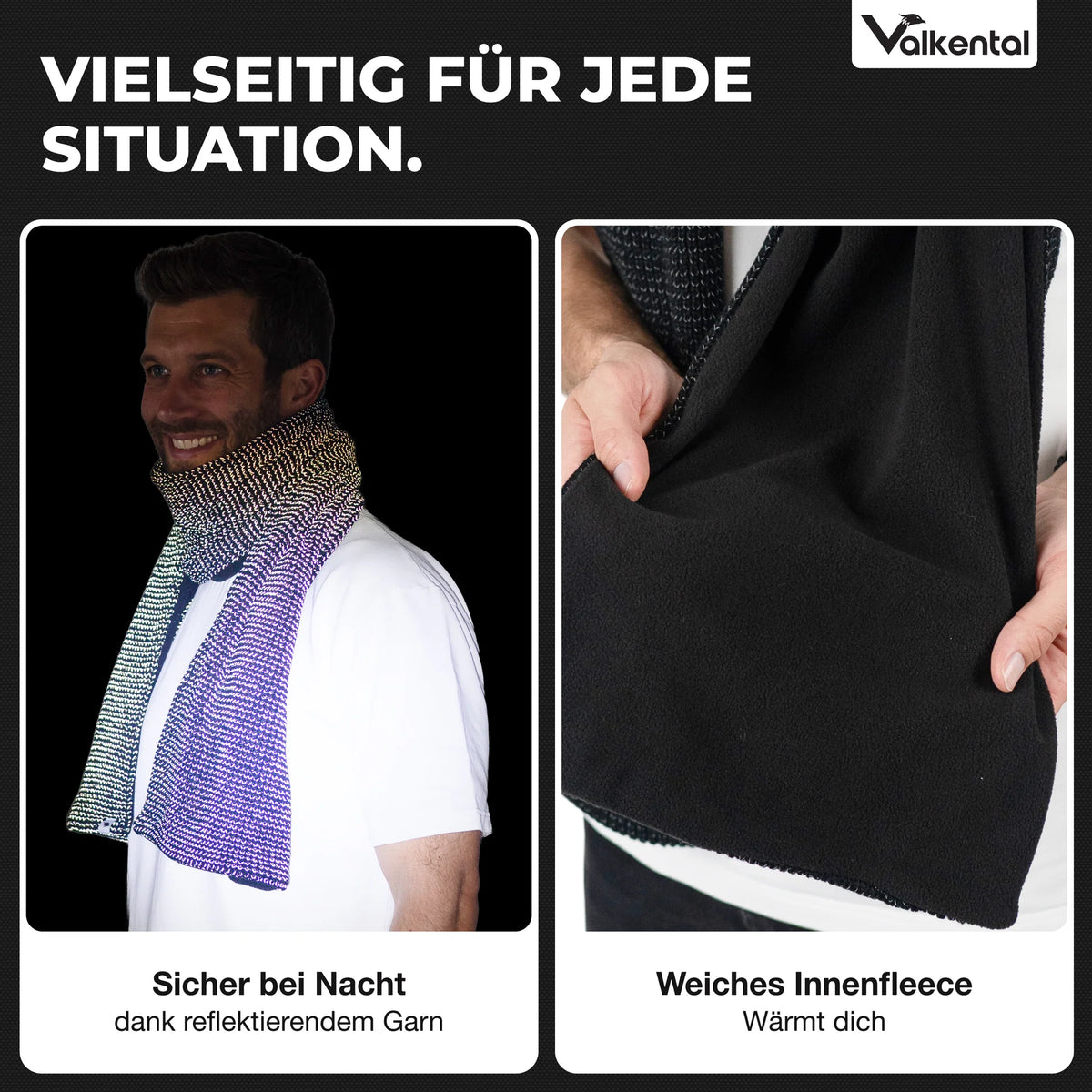 VALKENTAL reflective scarf - zichtbar in het donker en met fleece binnenzijde
