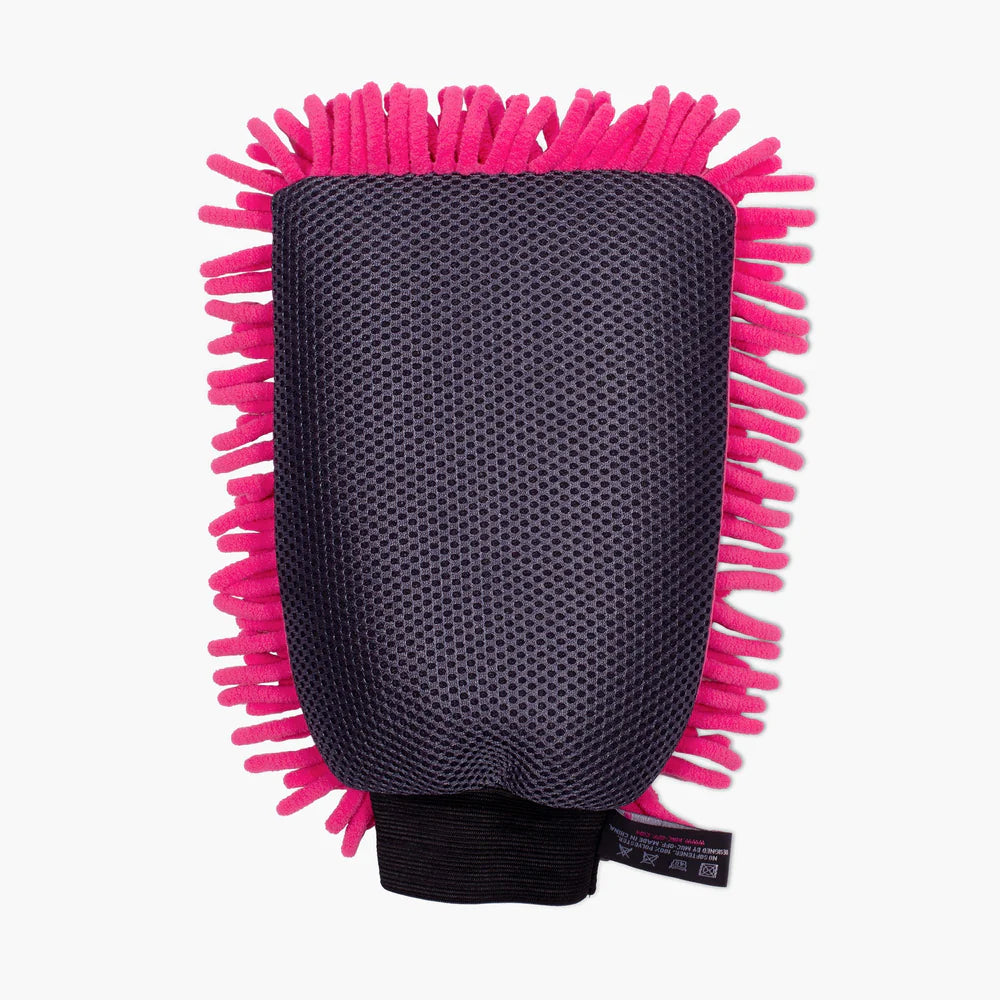 Muc-Off washandschoen chenille microvezel voorkant close-up zachte vezels motor fiets reiniging
