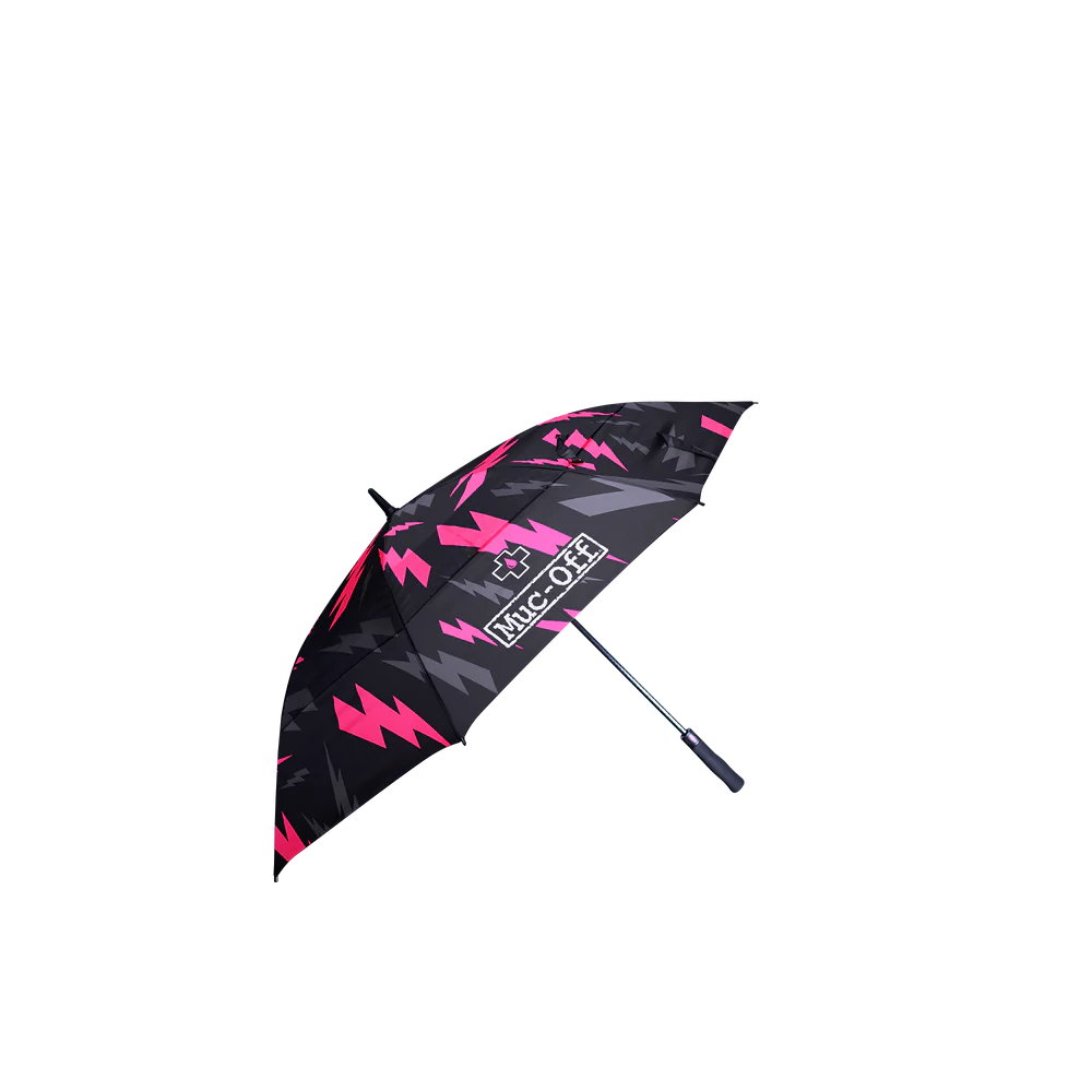 Muc-Off Bolt Paraplu 130cm - uitgeklapt met Muc-Off logos