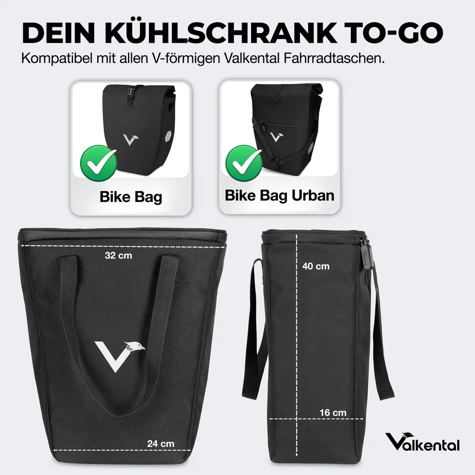  VALKENTAL Koelinzetstuk (V-vorm) - afmetingen en past in de bike bag en de bike urban bag