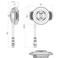 Quad Lock Waterproof Wireless Charger verpakking met IP67 waterdichte draadloze oplaadkop voor motor en e-bike afmetingen