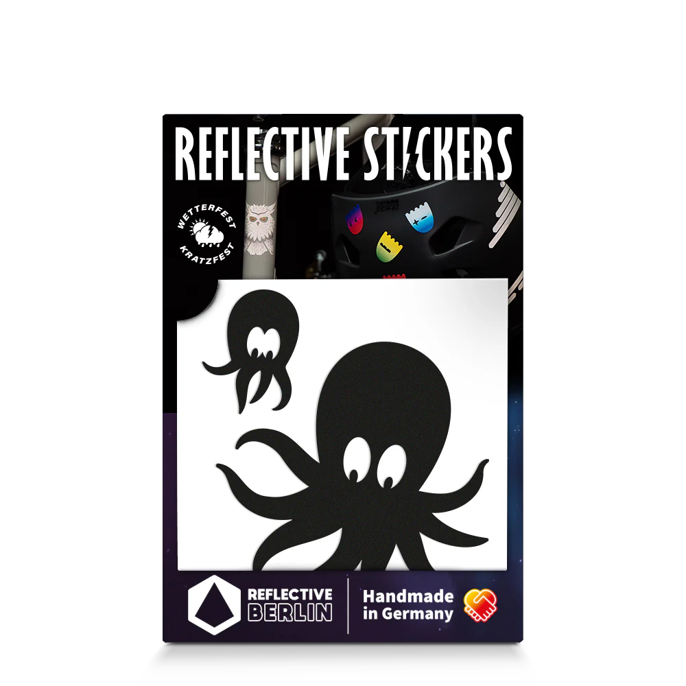 Reflective Berlin reflecterende stickers small voor kinderen octopus zwart
