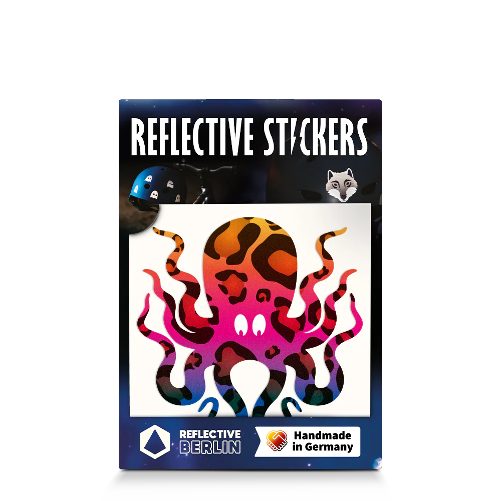 Reflective Berlin reflecterende stickers small voor kinderen octopus rainbow
