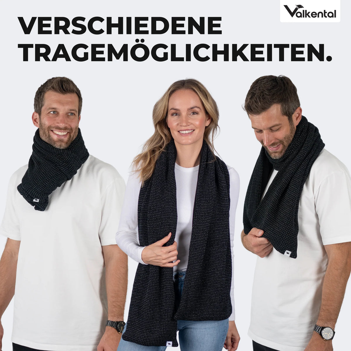 VALKENTAL reflective scarf - unisex en allerlei manieren draagbaar