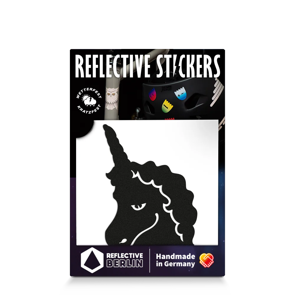 Reflective Berlin reflecterende stickers small voor kinderen unicorn zwart