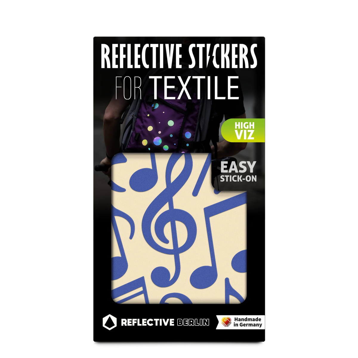 REFLECTIVE BERLIN textielstickers - music blauw