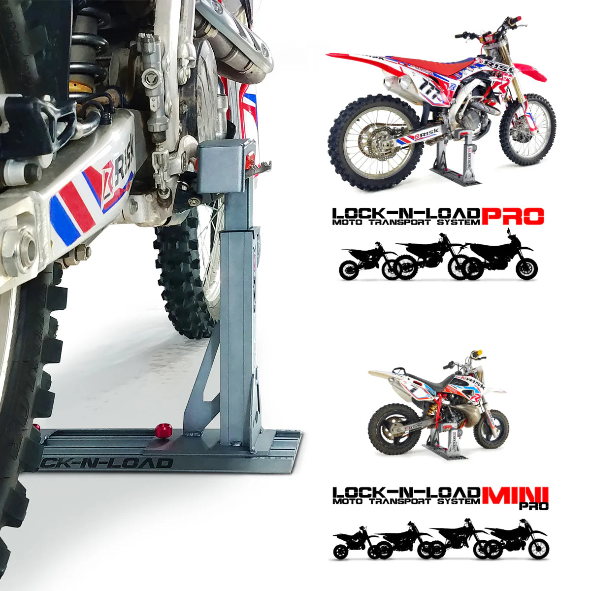 RISK RACING Lock-N-Load PRO motortransport systeem - verschil mini en pro
