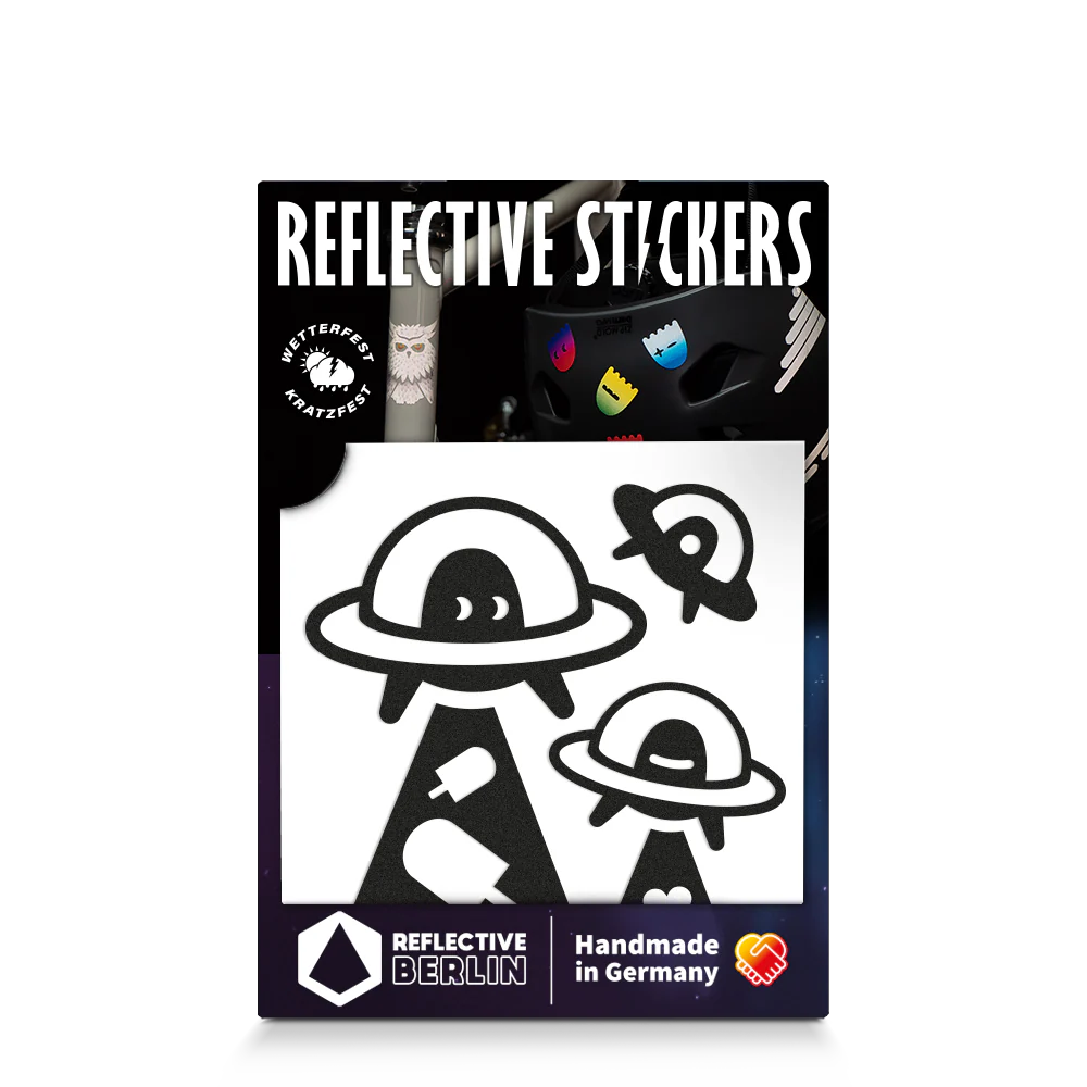 Reflective Berlin reflecterende stickers small voor kinderen ufo zwart