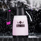 Muc-Off schuimsproeier met roze fiets-sproeikop en paarse powersports-sproeikop