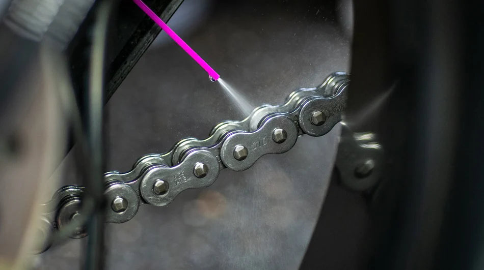 Muc-Off Dry Chain Lube  – een rietje aan de spraykop voor beter mikken 