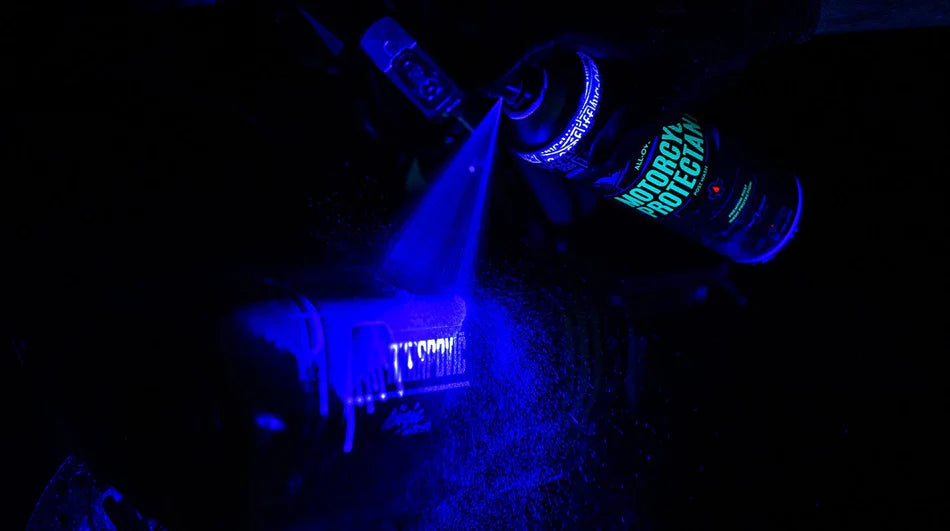 MUC-OFF Motorcycle Protectant 500ml en 750ml –met uv licht zie je precies waar je geweest bent