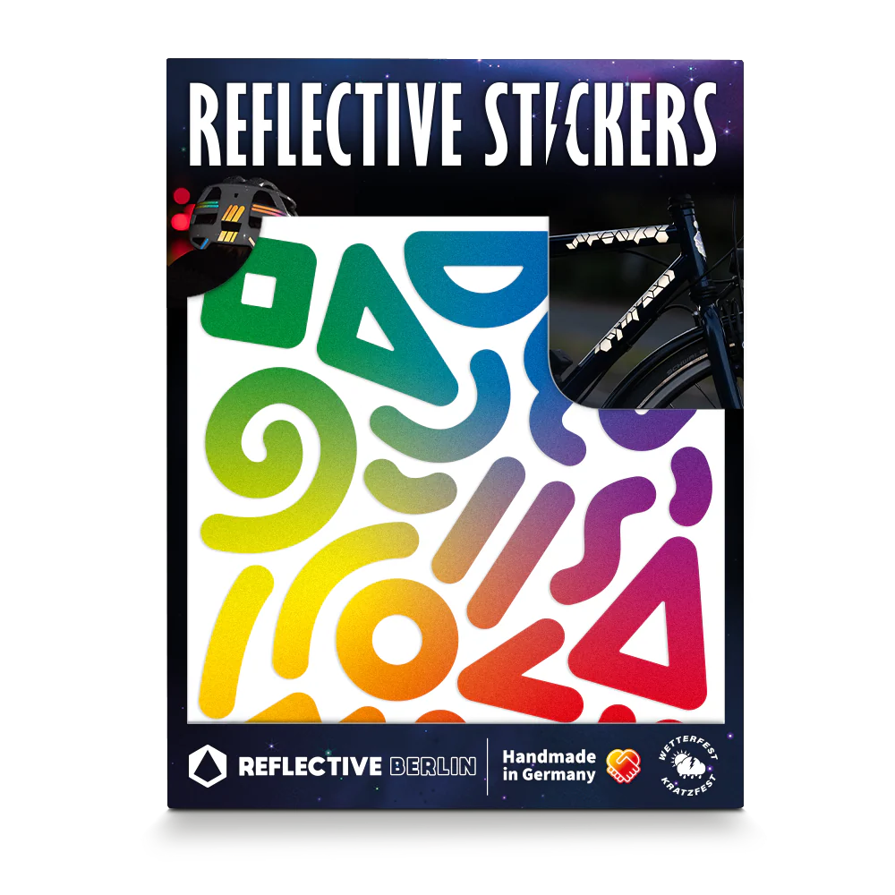 Reflective Berlin reflecterende stickers medium - doodle regenboog