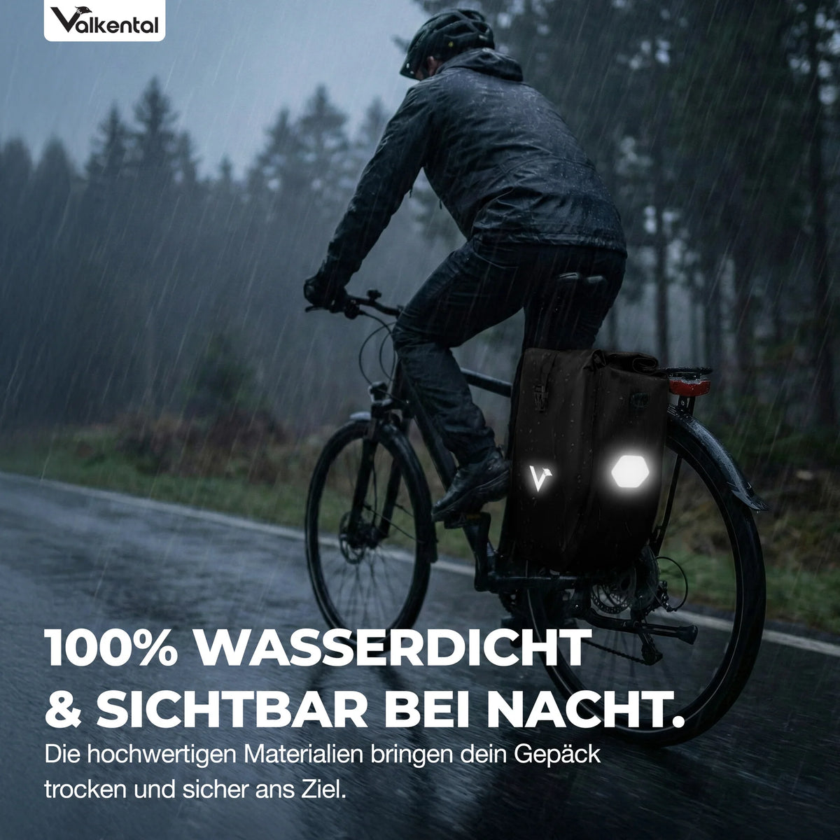 VALKENTAL Bike Bag 32L - 100% waterdicht en met reflectoren