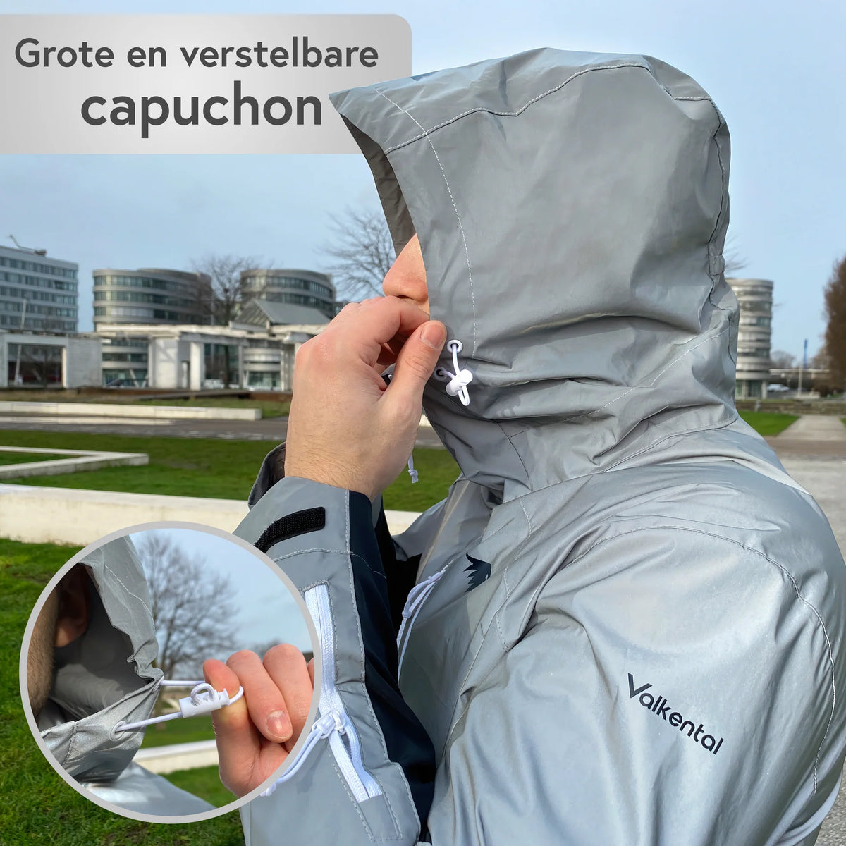 Waterafstotend reflecterend jack met verstelbare kap voor fietsers