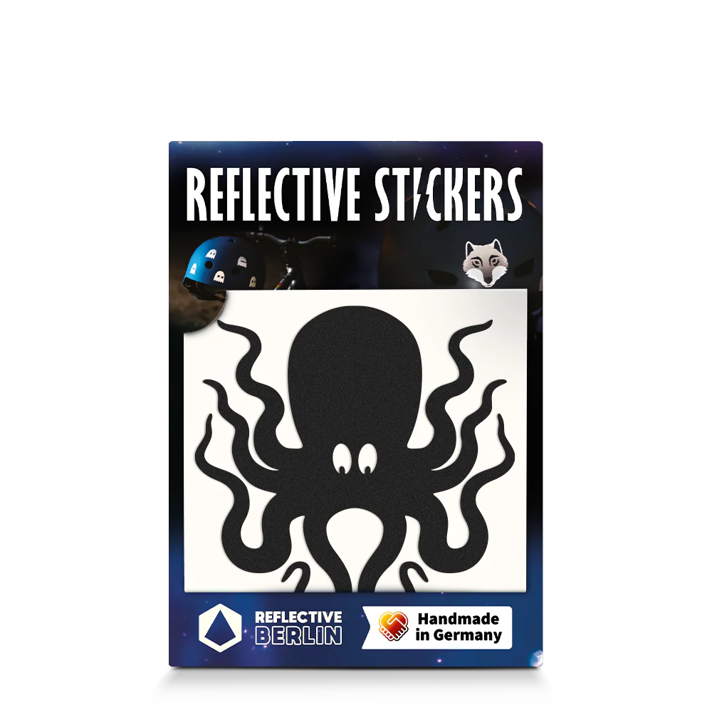 Reflective Berlin reflecterende stickers small voor kinderen octopus zwart